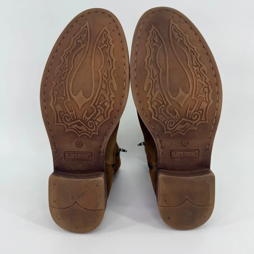 Franco Fortini Montana Side Zip Ankle Boots‎ Mens 12 354009 Brown Suede Chelsea